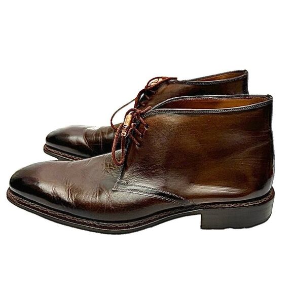 Mezlan Testa II Men’s 9 M Brown Italian Calfskin Leather Chukka Boots Pre-Owned - Picture 7 of 14